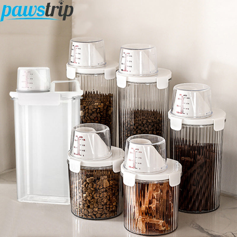 800/1350/1800ml Pet Food Storage Container Dog Food Sealed Jar with Measuring Cup Dog Treat Storage Box Dog Accessories