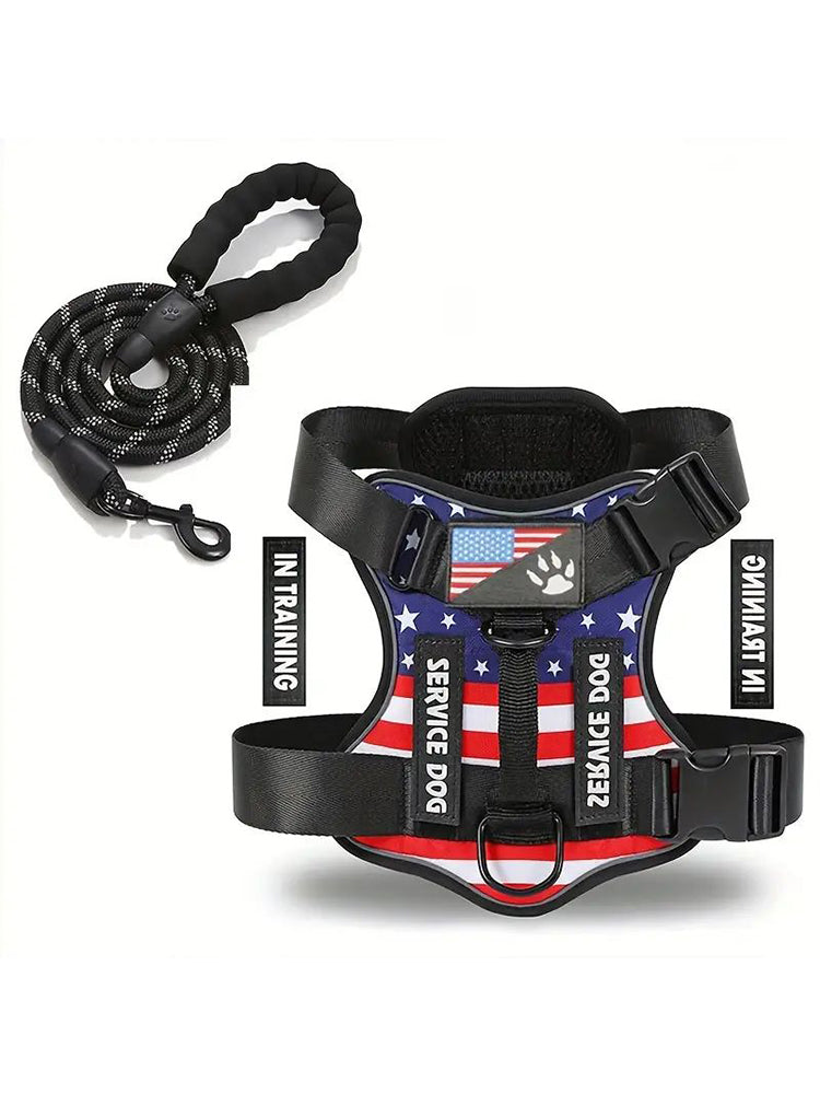 Dog Harness And Leash Set, Escape Proof No Pull Dog Vest Harness With Reflective Dog Walking Traction Rope