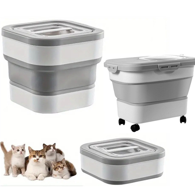Food Storage Container Collapsible Dog Food Container with Sealing Lid, Suitable for Dry Food for Dogs, Cats Other Pet Foods