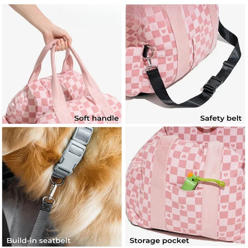 Pet Dog Portable Car Seat Central Control Nonslip Dog Carriers Safe Car Armrest Box Booster Kennel Bed for Small Dog Cat Travel