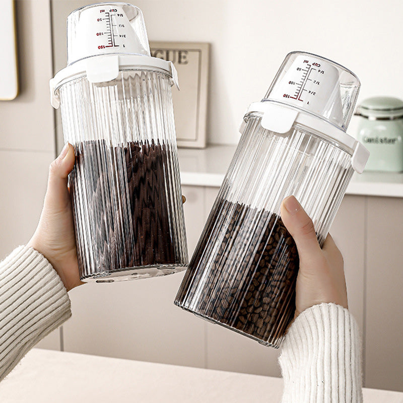 800/1350/1800ml Pet Food Storage Container Dog Food Sealed Jar with Measuring Cup Dog Treat Storage Box Dog Accessories
