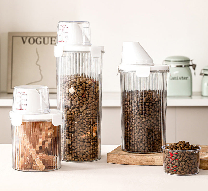 800/1350/1800ml Pet Food Storage Container Dog Food Sealed Jar with Measuring Cup Dog Treat Storage Box Dog Accessories