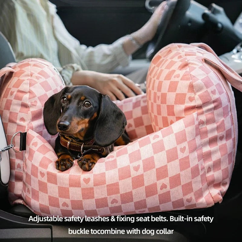 Pet Dog Portable Car Seat Central Control Nonslip Dog Carriers Safe Car Armrest Box Booster Kennel Bed for Small Dog Cat Travel