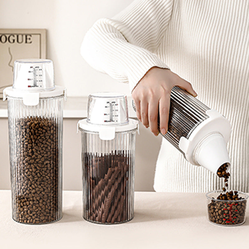 800/1350/1800ml Pet Food Storage Container Dog Food Sealed Jar with Measuring Cup Dog Treat Storage Box Dog Accessories