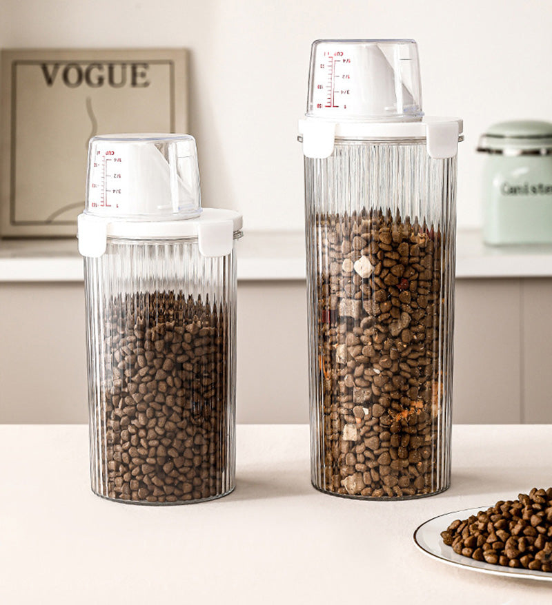 800/1350/1800ml Pet Food Storage Container Dog Food Sealed Jar with Measuring Cup Dog Treat Storage Box Dog Accessories