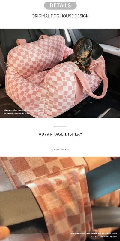 Pet Dog Portable Car Seat Central Control Nonslip Dog Carriers Safe Car Armrest Box Booster Kennel Bed for Small Dog Cat Travel