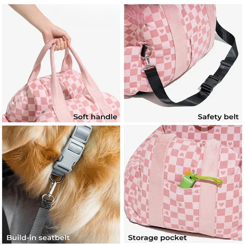 Pet Dog Portable Car Seat Central Control Nonslip Dog Carriers Safe Car Armrest Box Booster Kennel Bed for Small Dog Cat Travel