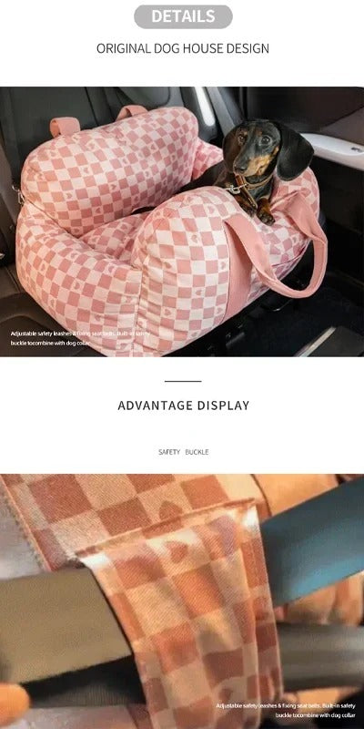 Pet Dog Portable Car Seat Central Control Nonslip Dog Carriers Safe Car Armrest Box Booster Kennel Bed for Small Dog Cat Travel