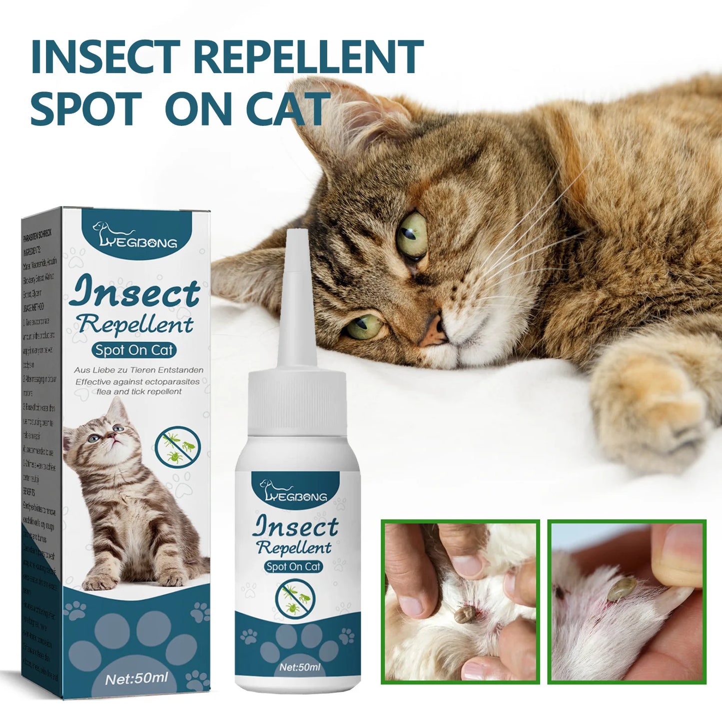Pet Flea Killer Drops Anti Fleas Cats Ticks Lice Mite Removal Relieve Itching Dogs Ringworm Treatment Pet Insect Removal Drops