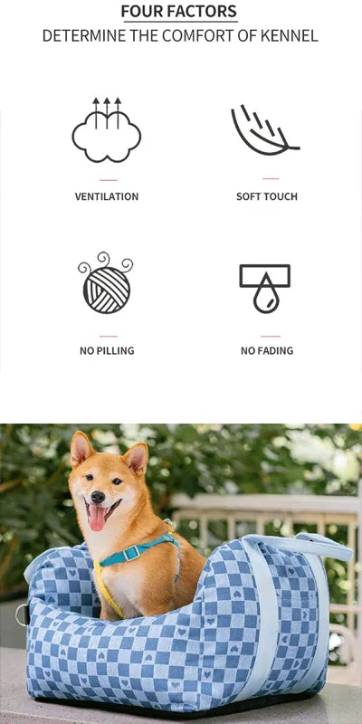 Pet Dog Portable Car Seat Central Control Nonslip Dog Carriers Safe Car Armrest Box Booster Kennel Bed for Small Dog Cat Travel