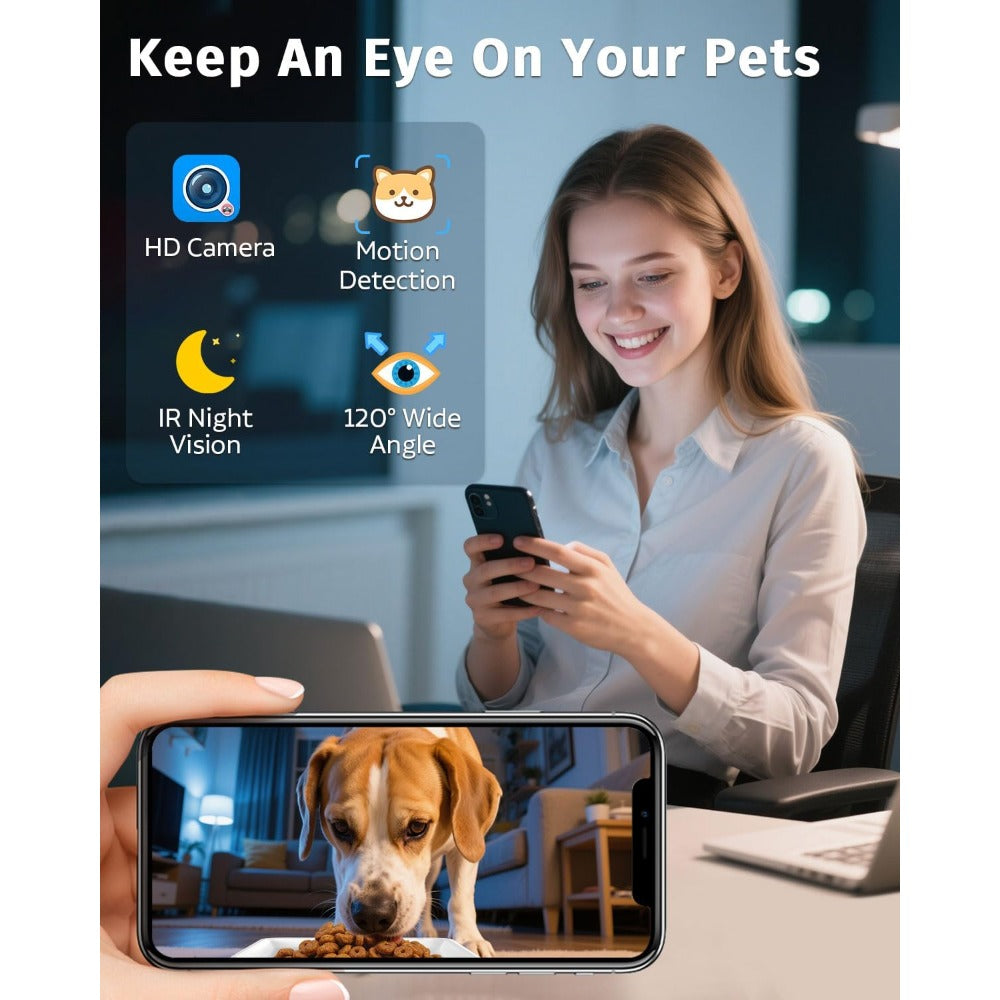 Automatic Dog Feeder Breed with Camera - 12L/50 Cups 5G WiFi App Control Dog Food Dispenser, , HD 1080P Video with Night Vision