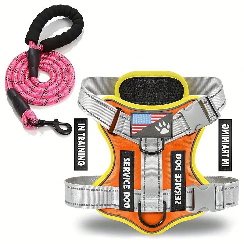 Dog Harness And Leash Set, Escape Proof No Pull Dog Vest Harness With Reflective Dog Walking Traction Rope