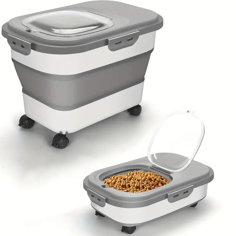 Food Storage Container Collapsible Dog Food Container with Sealing Lid, Suitable for Dry Food for Dogs, Cats Other Pet Foods