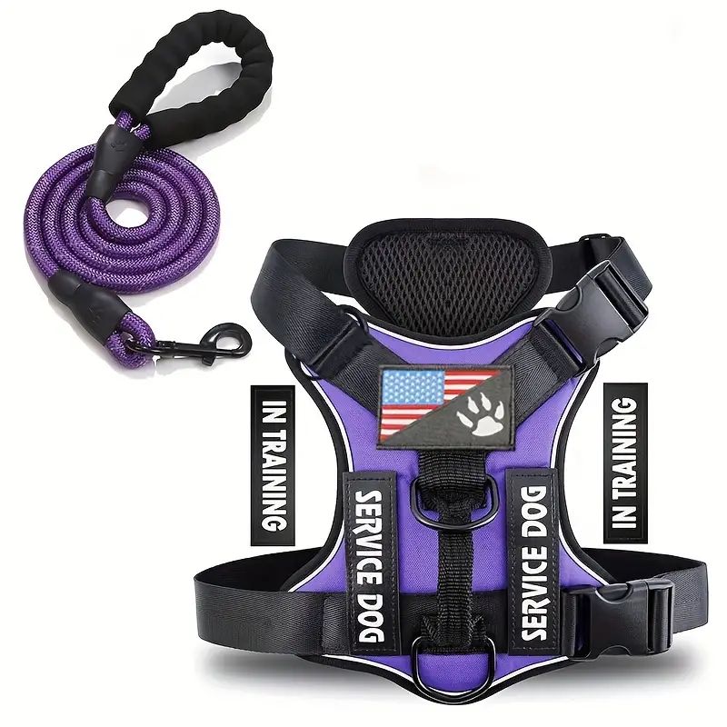 Dog Harness And Leash Set, Escape Proof No Pull Dog Vest Harness With Reflective Dog Walking Traction Rope