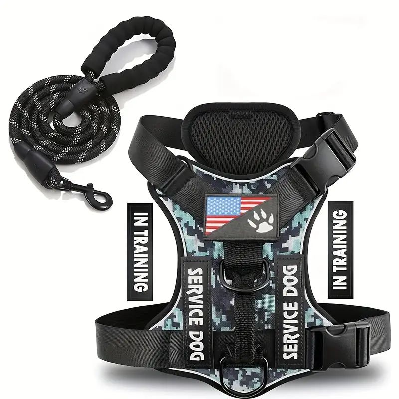 Dog Harness And Leash Set, Escape Proof No Pull Dog Vest Harness With Reflective Dog Walking Traction Rope