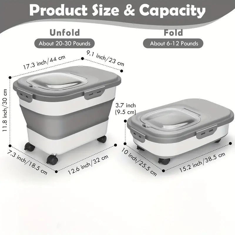 Food Storage Container Collapsible Dog Food Container with Sealing Lid, Suitable for Dry Food for Dogs, Cats Other Pet Foods