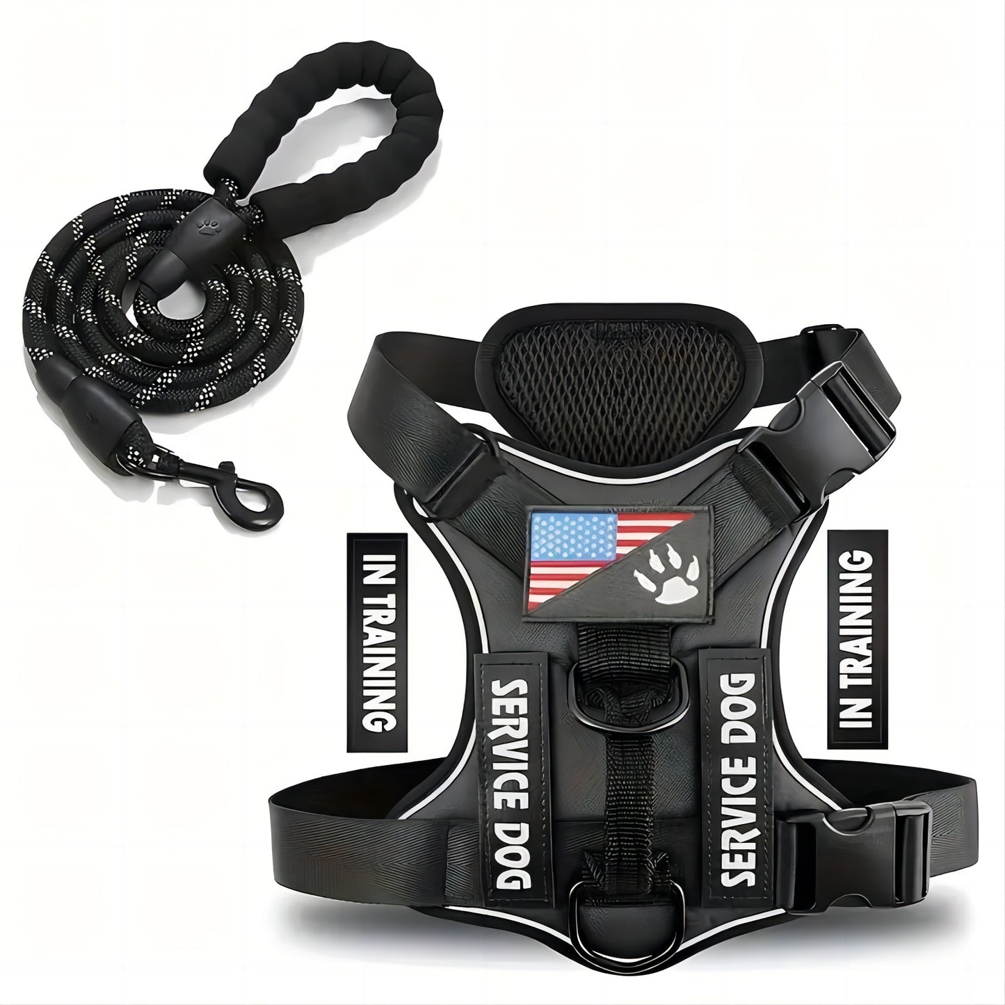 Dog Harness And Leash Set, Escape Proof No Pull Dog Vest Harness With Reflective Dog Walking Traction Rope