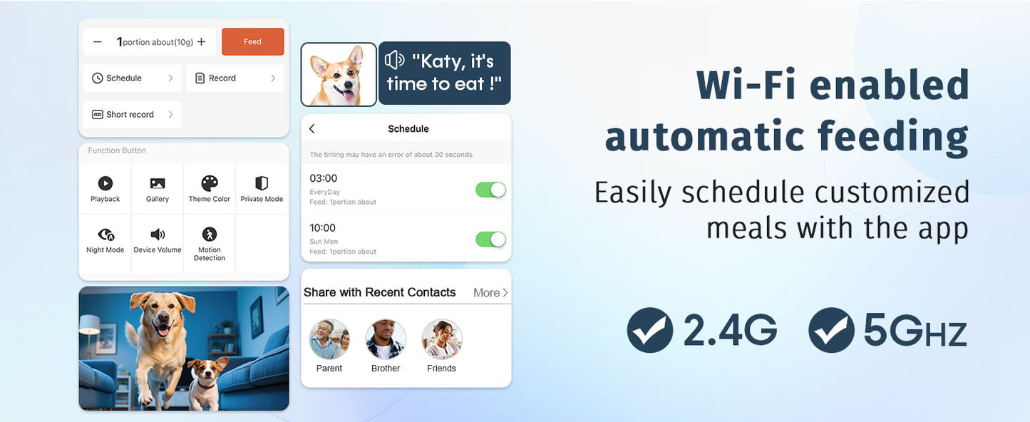 Automatic Dog Feeder Breed with Camera - 12L/50 Cups 5G WiFi App Control Dog Food Dispenser, , HD 1080P Video with Night Vision