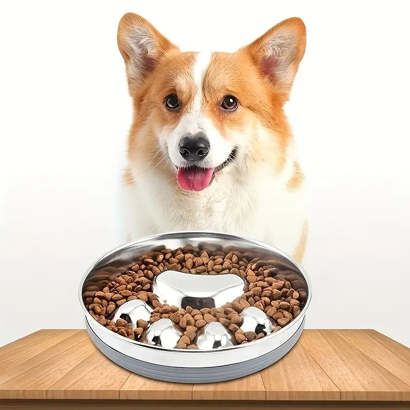 Premium Stainless Steel Pet Bowl Cervical Spine Protection for Dogs & Cats Pet Choke and Choke Prevention Slow Food Bowl