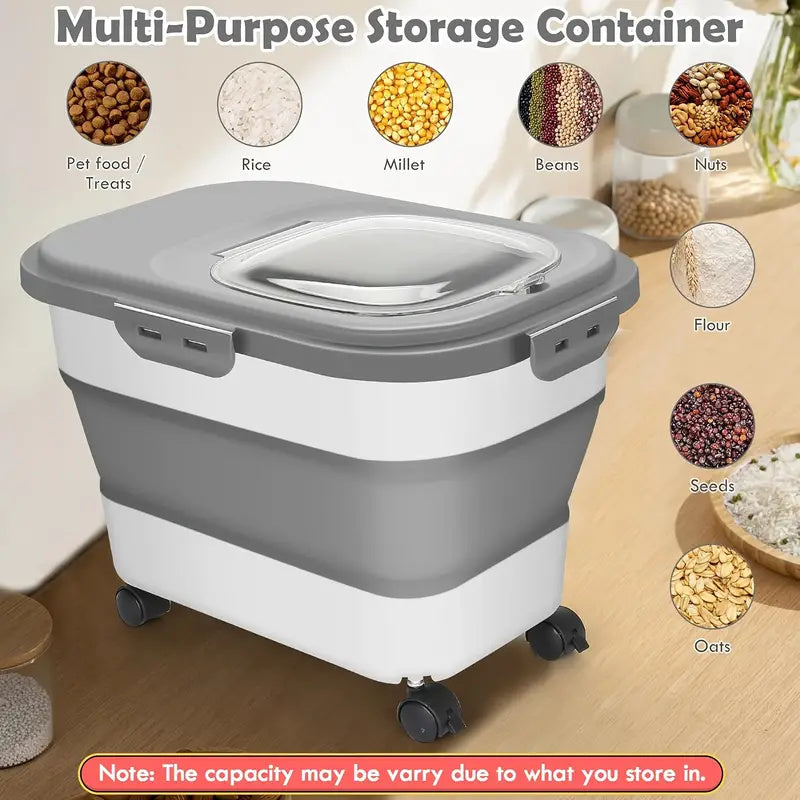 Food Storage Container Collapsible Dog Food Container with Sealing Lid, Suitable for Dry Food for Dogs, Cats Other Pet Foods