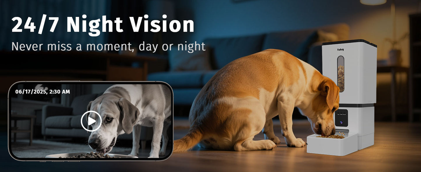 Automatic Dog Feeder Breed with Camera - 12L/50 Cups 5G WiFi App Control Dog Food Dispenser, , HD 1080P Video with Night Vision