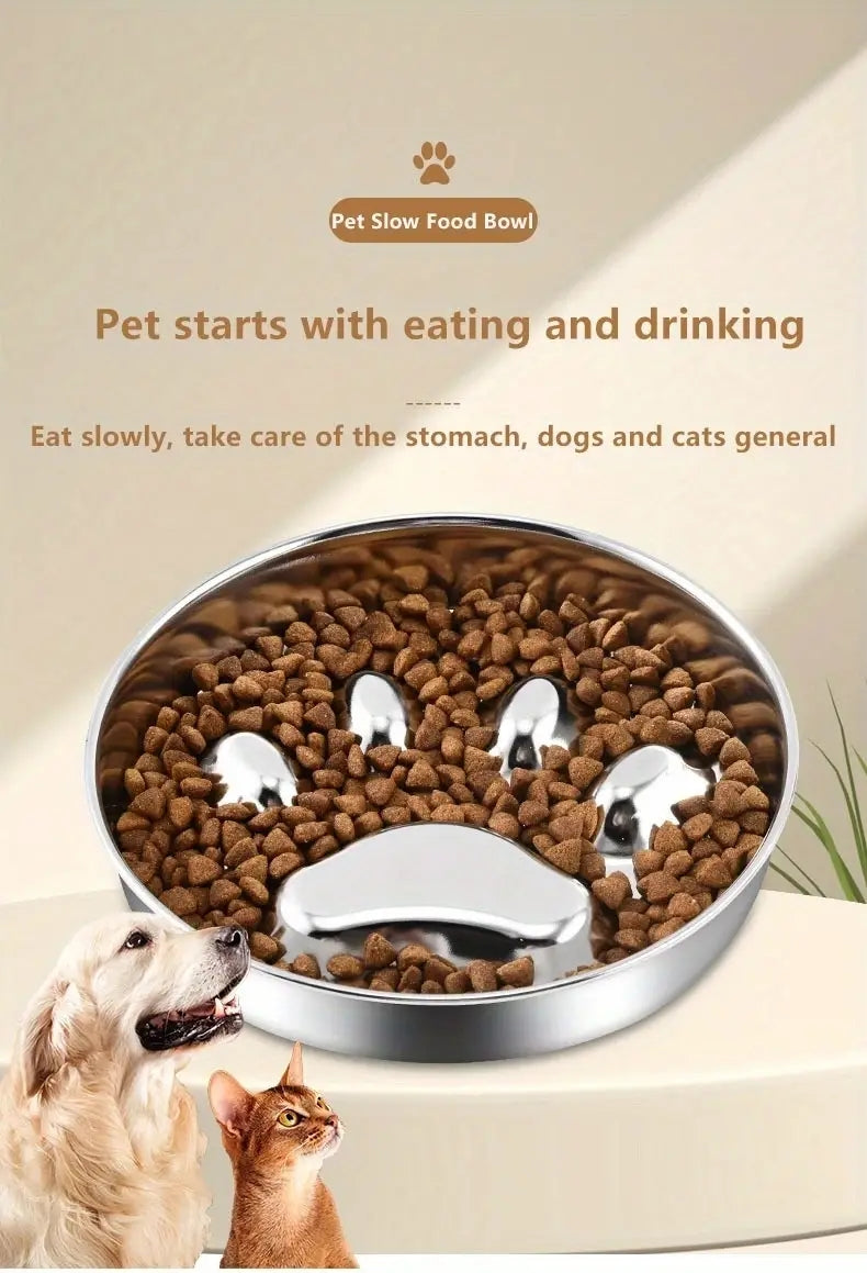 Premium Stainless Steel Pet Bowl Cervical Spine Protection for Dogs & Cats Pet Choke and Choke Prevention Slow Food Bowl