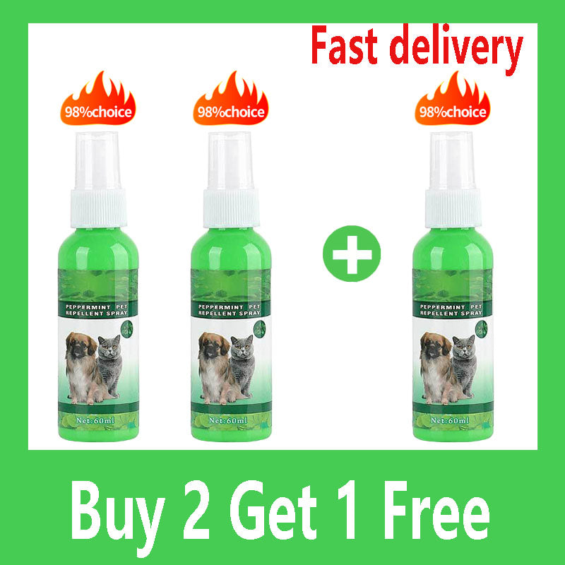60ml Natural Pet Care Topical Flea&Tick Spray for Dogs&Cats with Fresh Fragrance Peppermint Oil and Eugenol