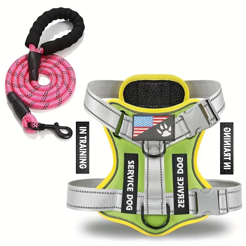 Dog Harness And Leash Set, Escape Proof No Pull Dog Vest Harness With Reflective Dog Walking Traction Rope