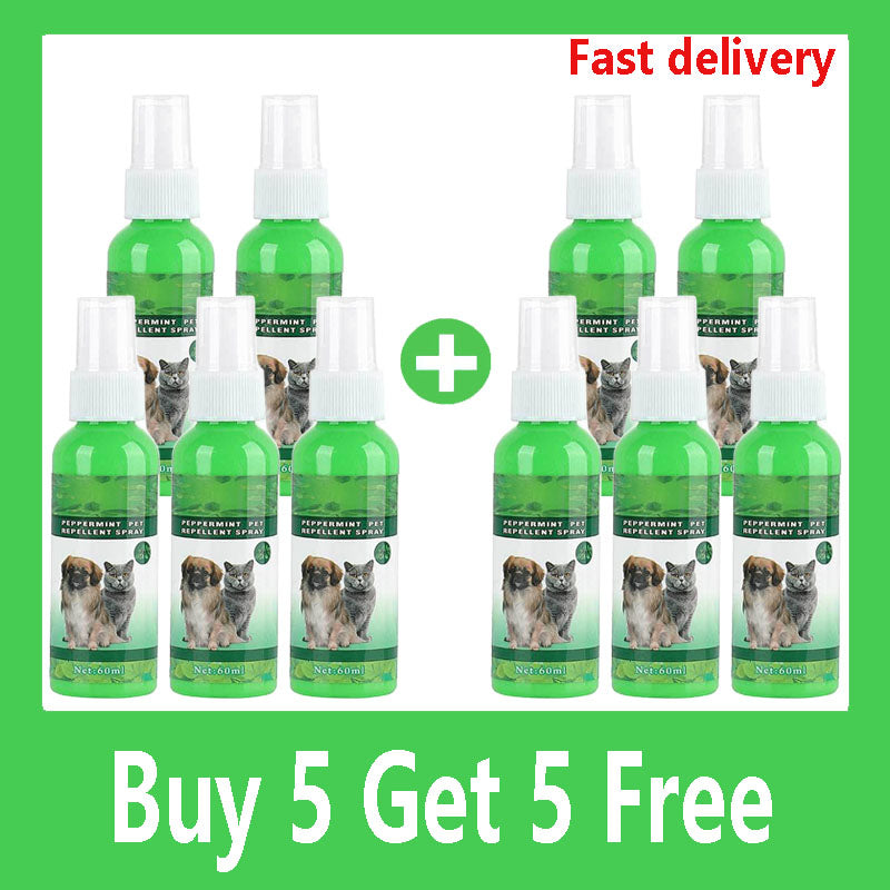 60ml Natural Pet Care Topical Flea&Tick Spray for Dogs&Cats with Fresh Fragrance Peppermint Oil and Eugenol